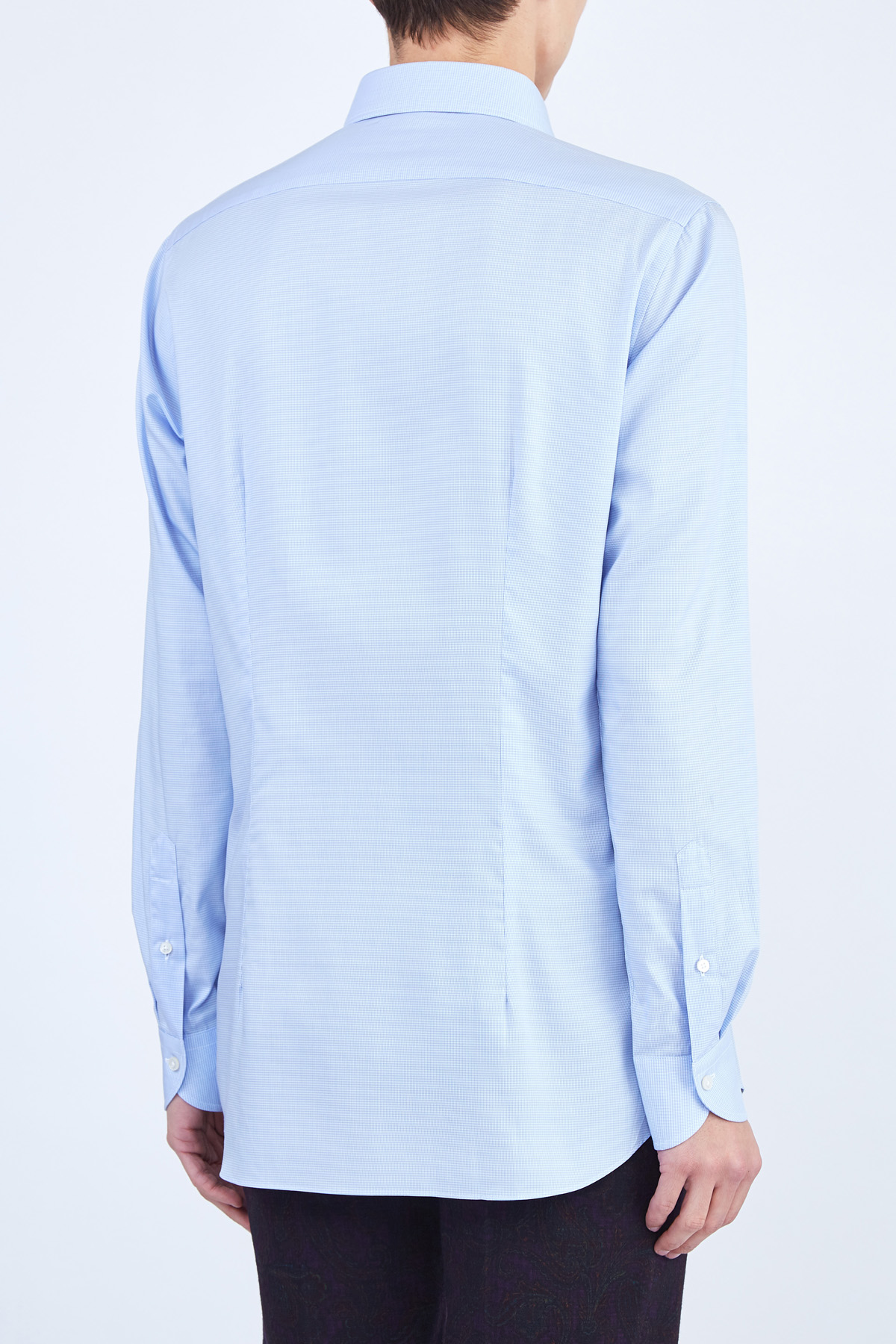 Однотонная рубашка из итальянского хлопка кручения 100/2 XACUS, цвет голубой, размер 48 Однотонная рубашка из итальянского хлопка кручения 100/2 - фото 4
